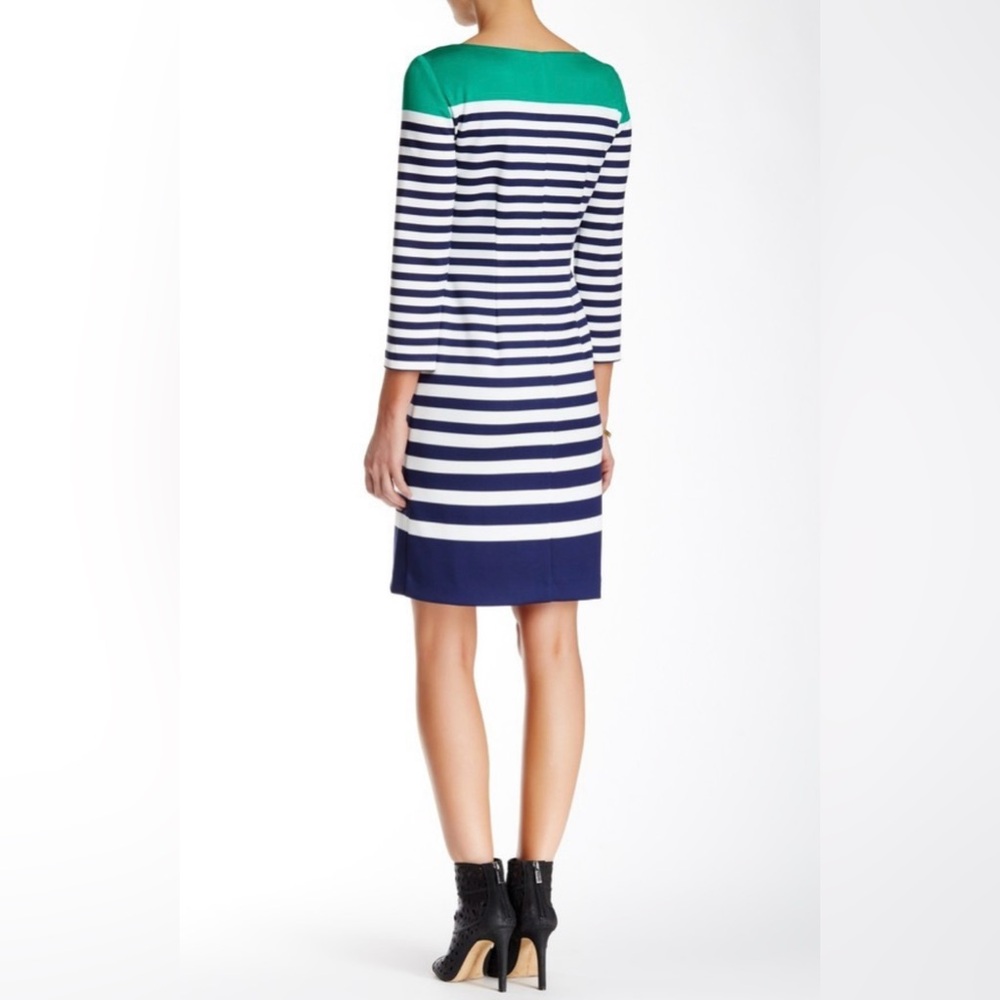 3/4 Length Sleeve Colorblock Striped Scuba Shift Dress -Size 4 - Eliza J